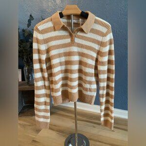 American Eagle Striped Tan and Cream Knit Sweater NWT